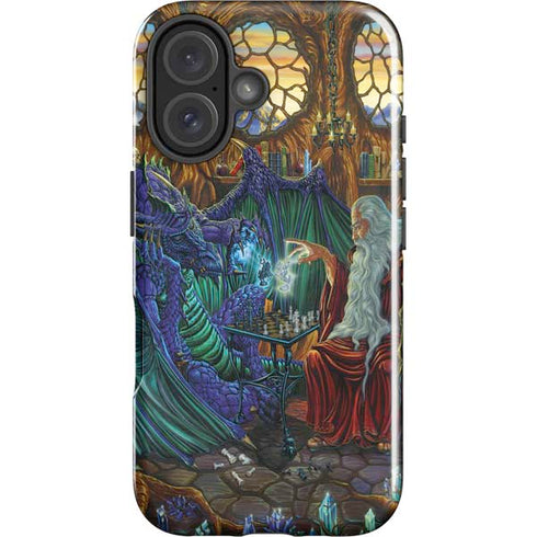 Dragon and Wizard Playing Chess by Ed Beard Jr iPhone 16 Plus Impact Case